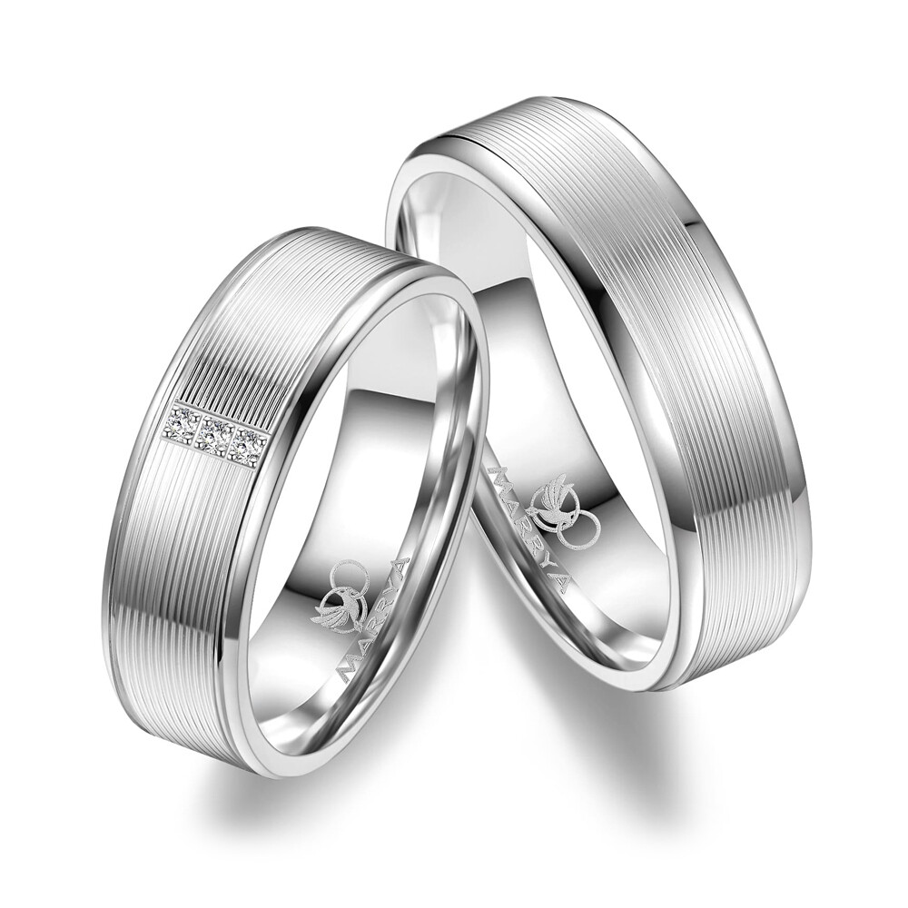 Trauringe Partnerringe Sterlingsilber 925 Zirkonia Marrya SI-08