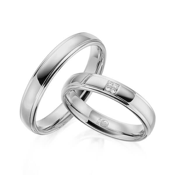 Paar Trauringe / Eheringe Graugold dunkel 375/- zus. 0,020 ct, tw, si - RU-1600-12