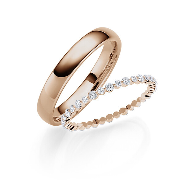 Paar Trauringe / Eheringe Peach-Gold 585/- zus. 0,420 ct, tw, si - RU-1821-6