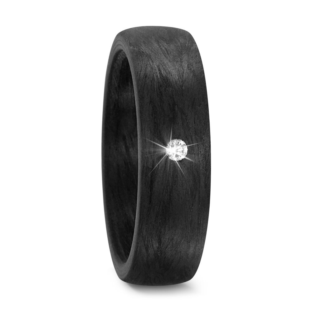 Damenring aus schwarzem Carbin mit funkelndem Diamanten TitanFactory 59279