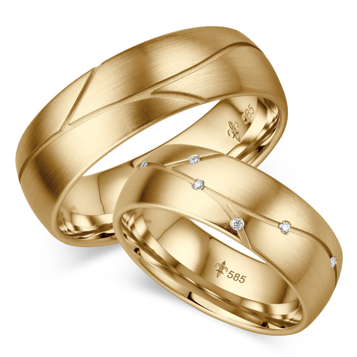 Giloy Trauringe Isabelle Gelbgold TR-0-00018 & TR-1-00018