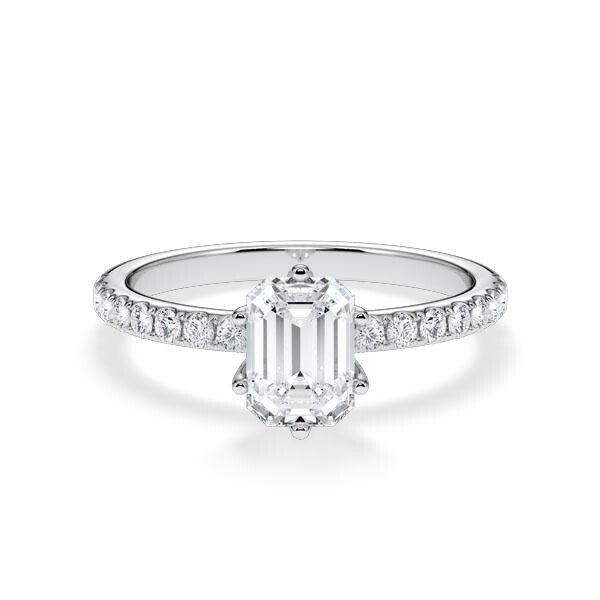 Verlobungsring Hollywood Platin 950 Emerald 1,270 ct Pavé – Rubin RU-1881