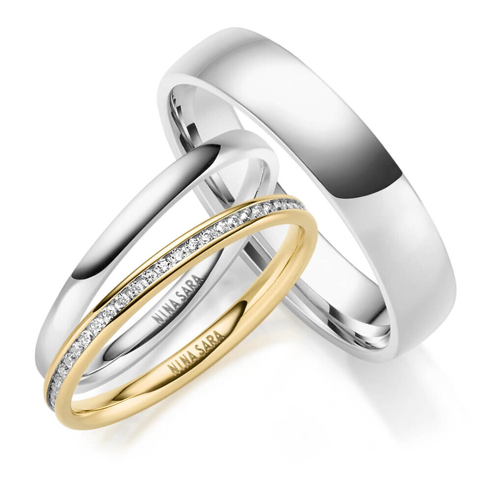 Edelstahlringe Gold Triset Zirkonia Nina Sara NS-G8