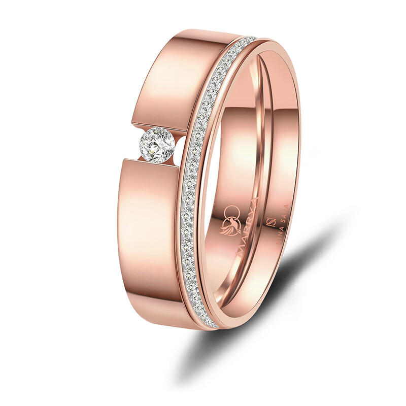 Eheringe Partnerringe Memoire Edelstahl Rot Set Marrya ES-E45