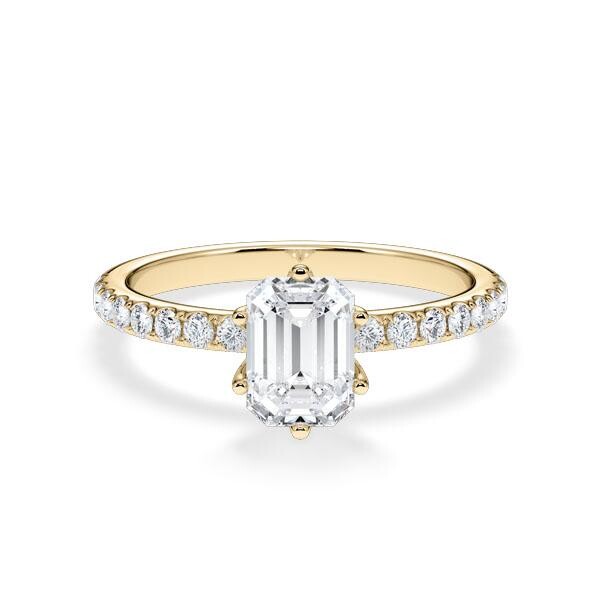 Verlobungsring Hollywood Gelbgold 750 Emerald 1,270 ct Pavé – Rubin RU-1881