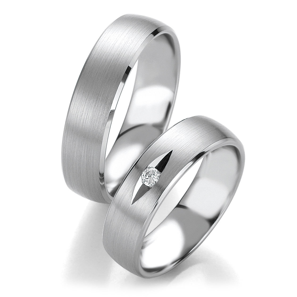 Trauringe Weißgold Breuning 48/09054 & 48/09055 Brillant