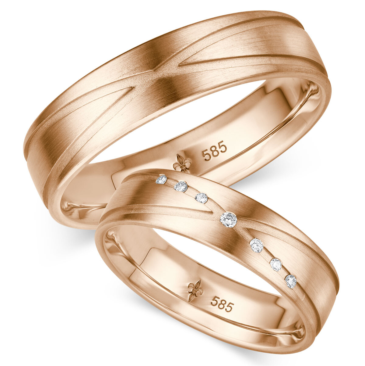 Giloy Trauringe TR-0-00016 & TR-1-00016 Charlotte Rotgold