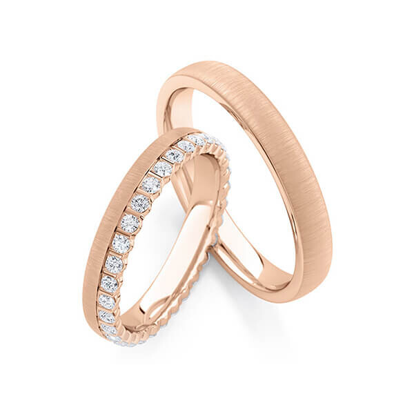 Paar Trauringe / Eheringe Rotgold 333/- zus. 0,660 ct, tw, si - RU-1767-1