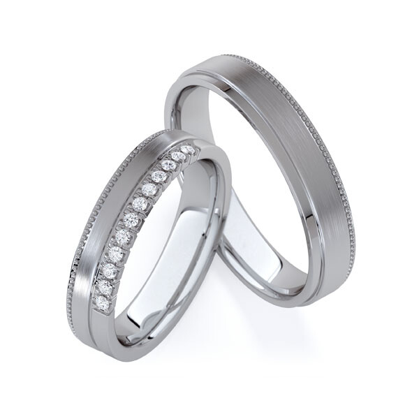 Paar Trauringe / Eheringe Platin 600/- zus. 0,120 ct, tw, si - RU-1833-5