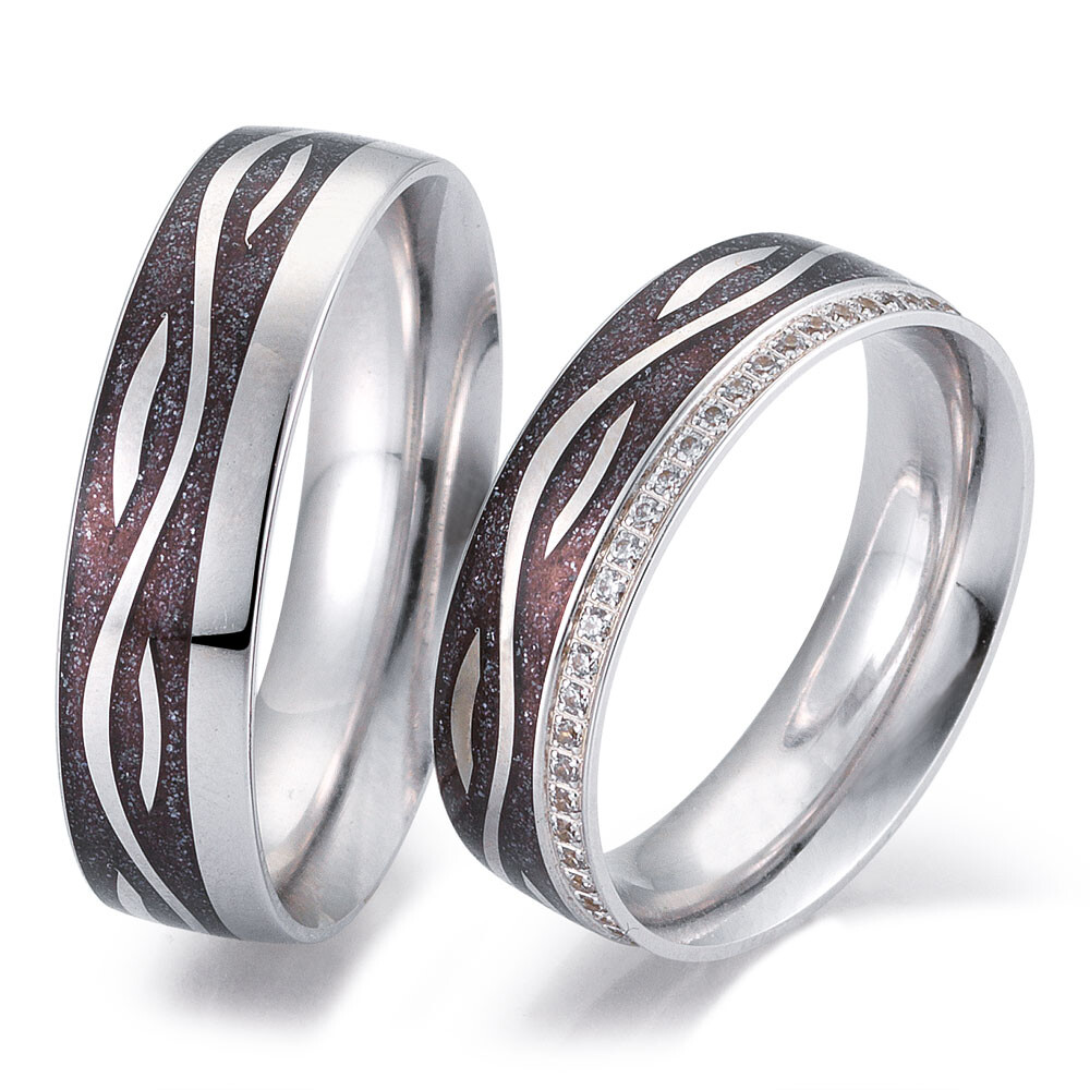 Trauringe Bicolor Janou Breuning 48/06551 & 48/06552 Weißgold & Blackperl Kaltemail