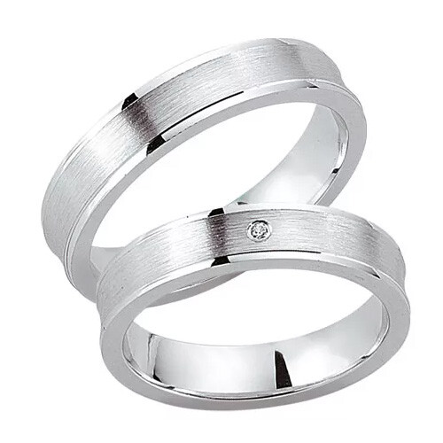 Schwarz Trauringe / Partnerringe Silber 925 Zirkonia SW925-039 Sterlingsilber feinmatt