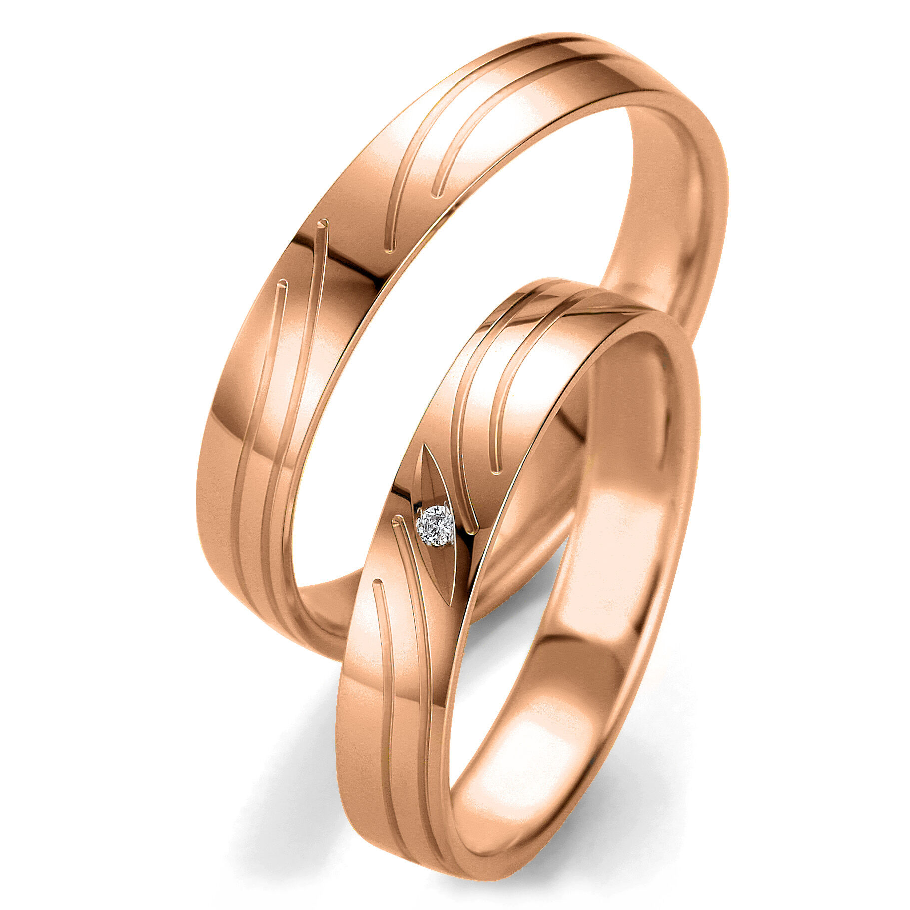 Breuning Trauringe 48/07133 & 48/07134 aus Rotgold