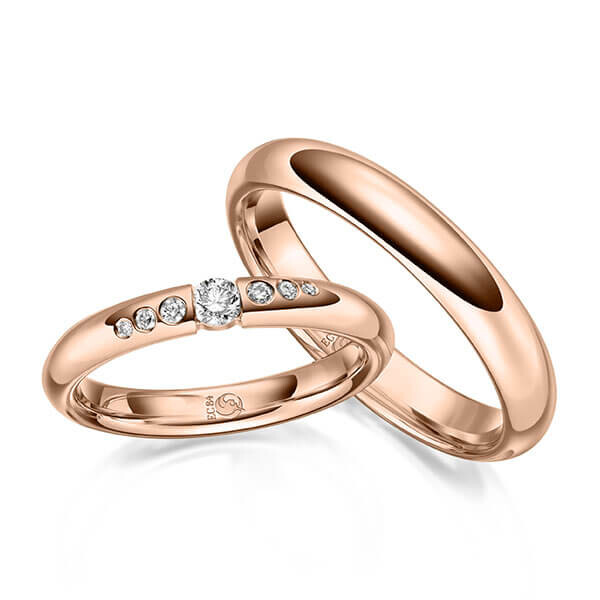 Paar Trauringe / Eheringe Rotgold 333/- zus. 0,160 ct, tw, si - RU-1630-3