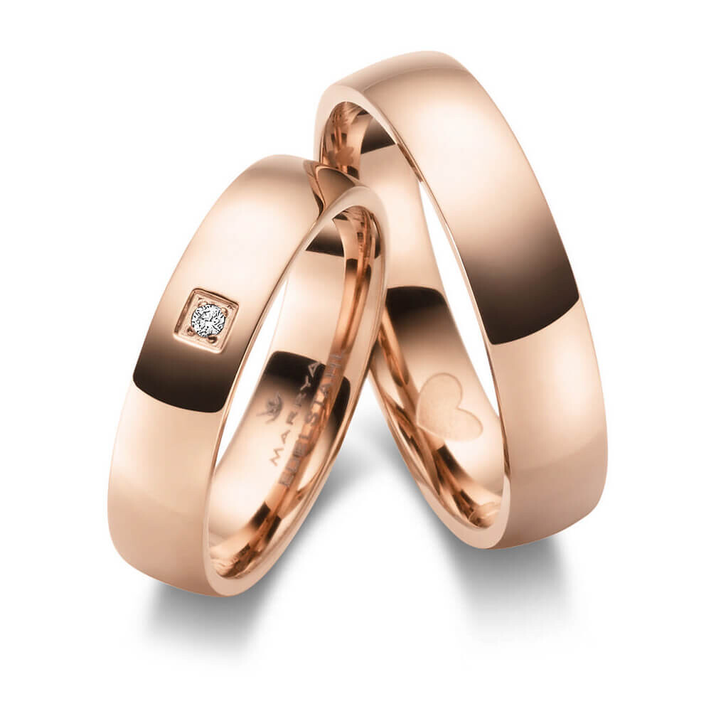 Partnerringe Edelstahl Roségold plattiert Herz Zirkonia Marrya ES-31