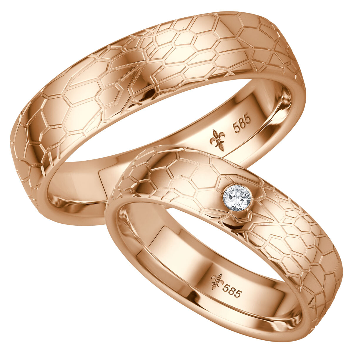 Giloy Trauringe TR-0-00030 & TR-1-00030 Zoé Rotgold