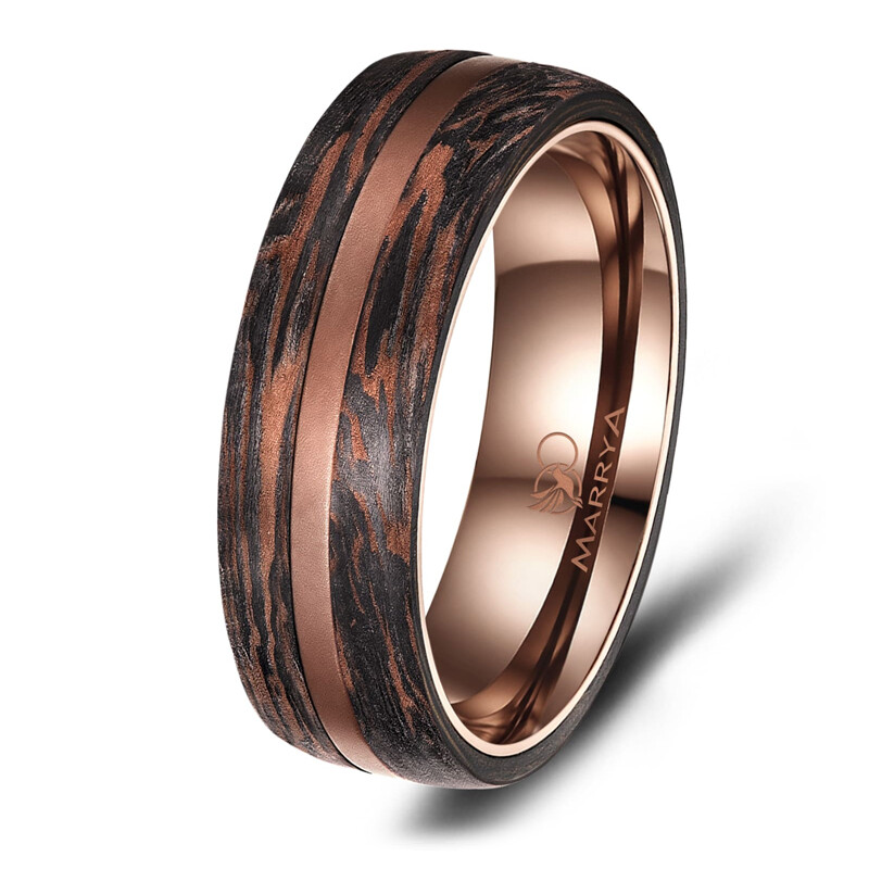 Breiter Herrenring Carbon Bronce Design Marrya CB-08