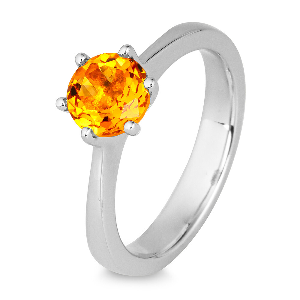 Verlobungsring mit Citrin BR197-4 Weißgold