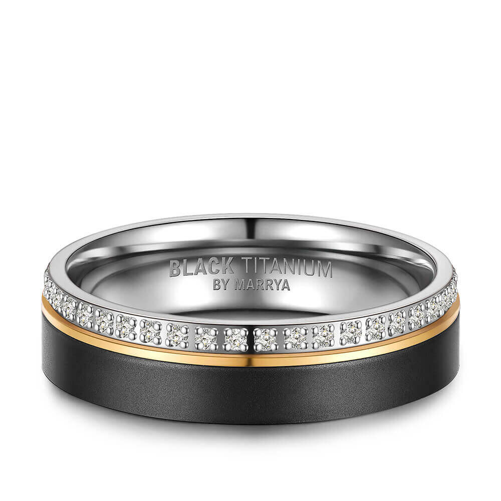 Einzelring Damen liegend Black Titanium BT-02