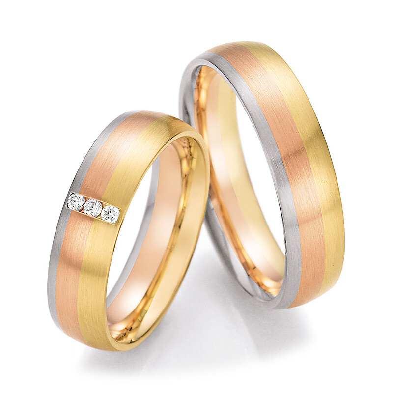 Trauringe Tricolor Sunrise Ruesch 66/44090 & 66/44100 Brillant