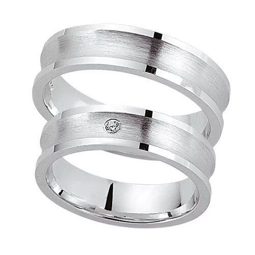 Schwarz Trauringe / Partnerringe Silber 925 Zirkonia SW925-049 Sterlingsilber feinmatt