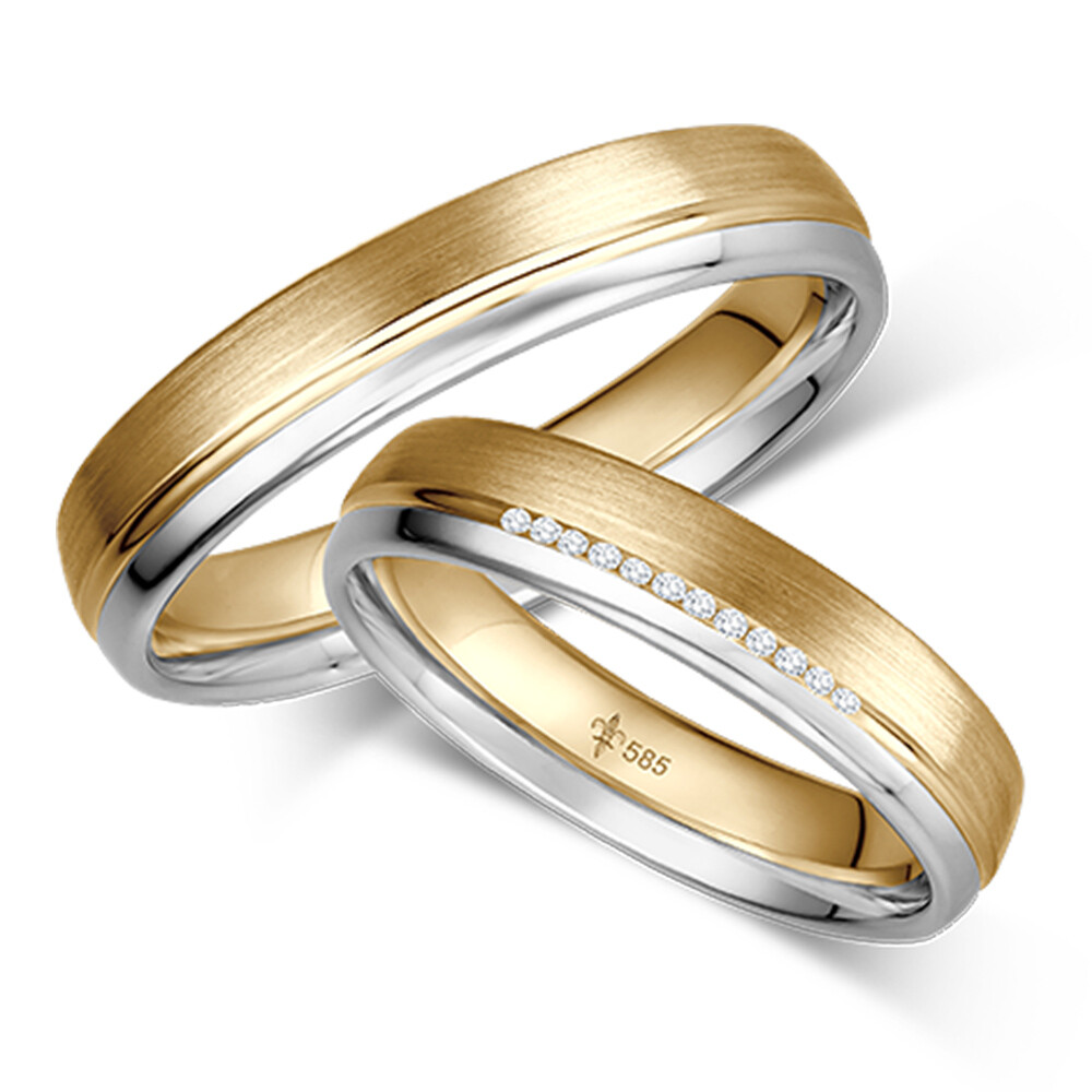 Trauringe Florence Gelbgold & Weißgold Brillant Giloy TR-0/TR-1-00080