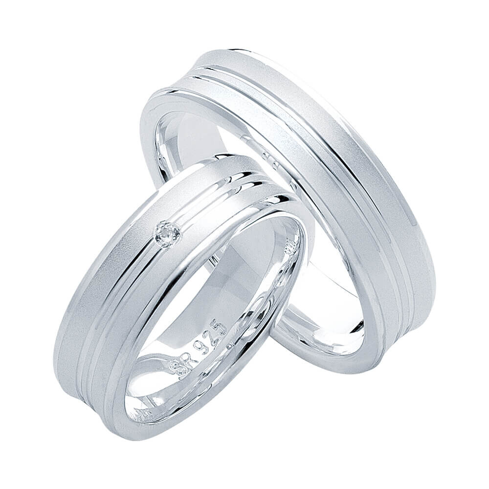 Partnerringe Heartbeat Konkav Silber 925 Rubin S26