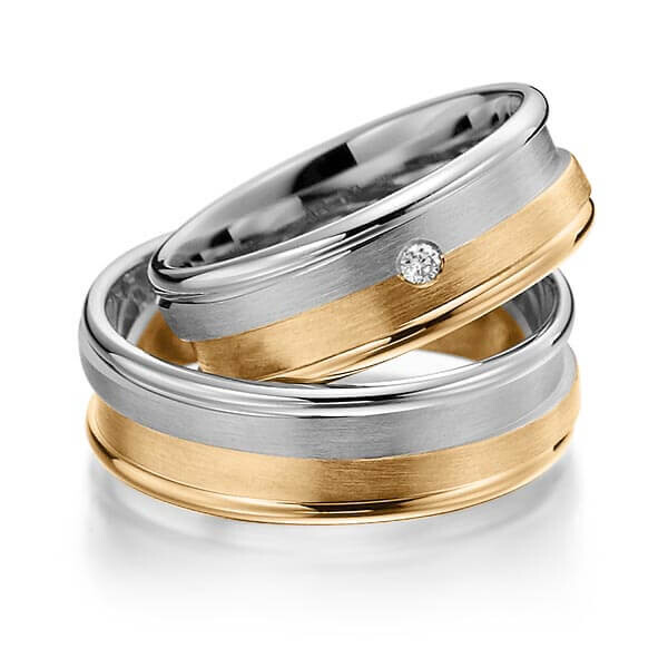 Design Trauringe Graugold Roségold Brillant Rubin RU-1491