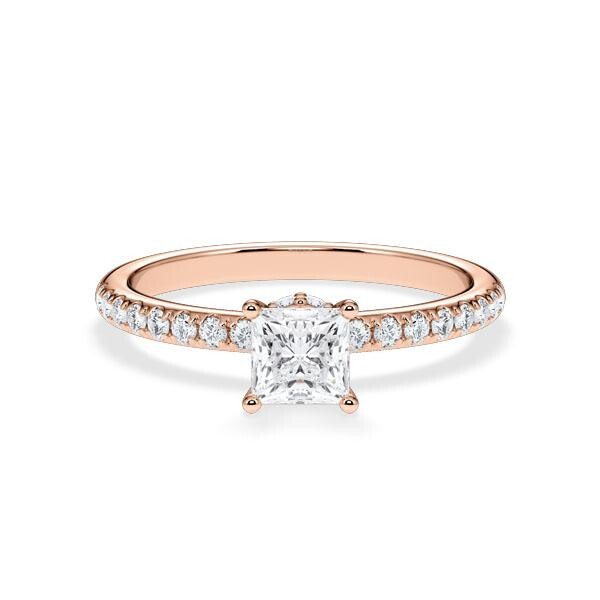 Diamantring Veiled Halo Prinzess-Diamant Rotgold Rubin RU-1895