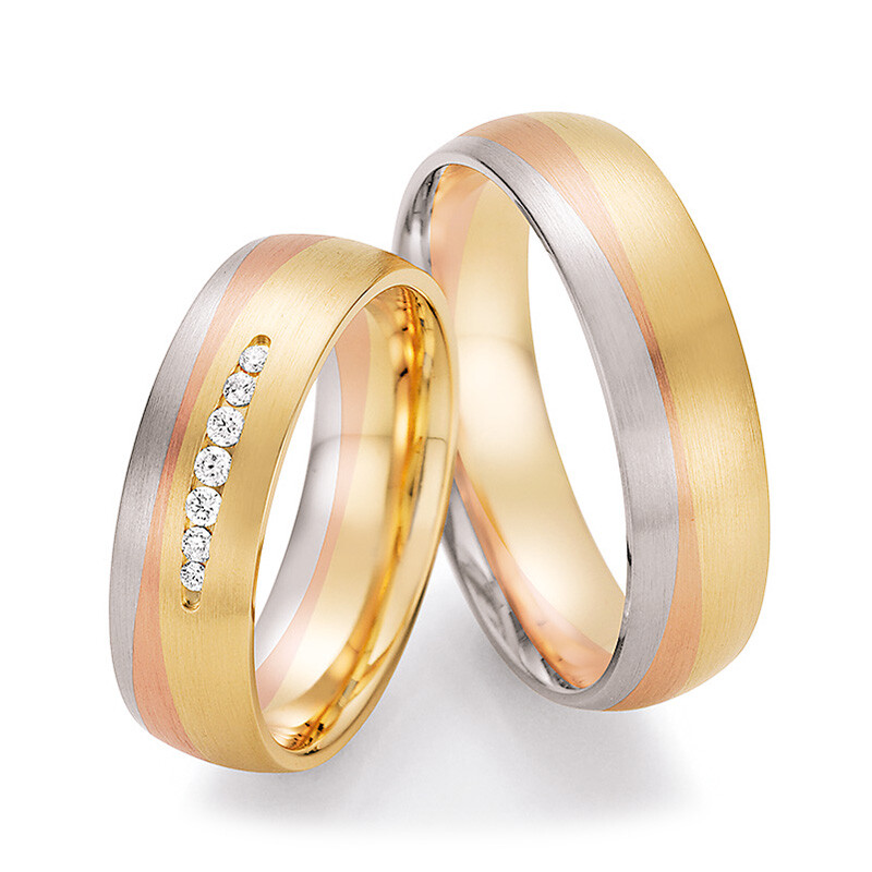 Trauringe Tricolor Sunrise Ruesch 66/44130 & 66/44140 Brillant