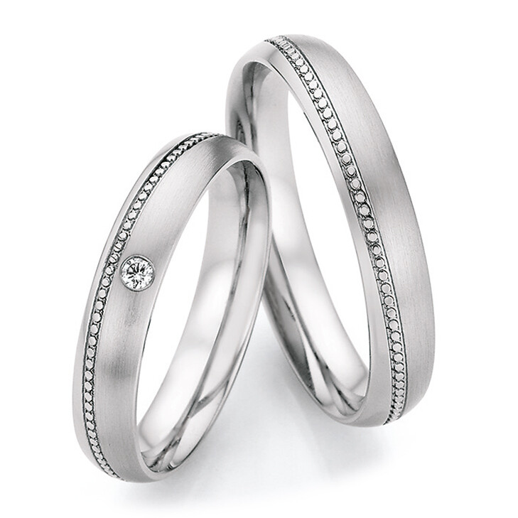 Collection Ruesch Trauringe Edelstahl 88/23090 & 88/23100 Millgriff Perlfuge