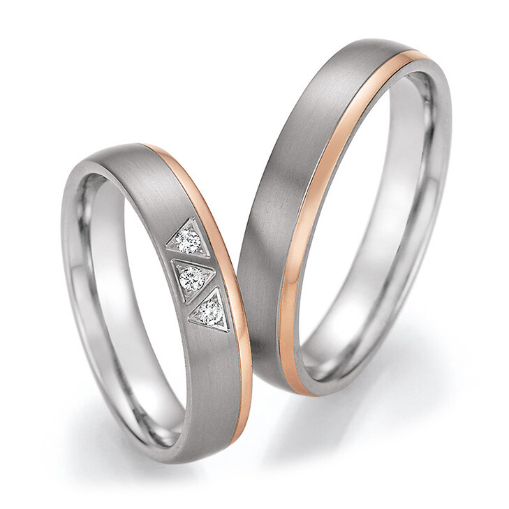 Collection Ruesch Trauringe Titan Rotgold 585 78/10130 & 78/10140