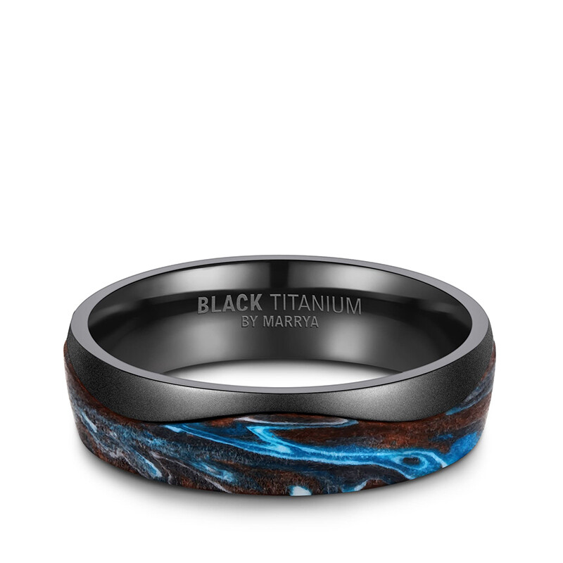 Trauringe Black Titanium Blue Ocean Zirkonia Marrya BT-15