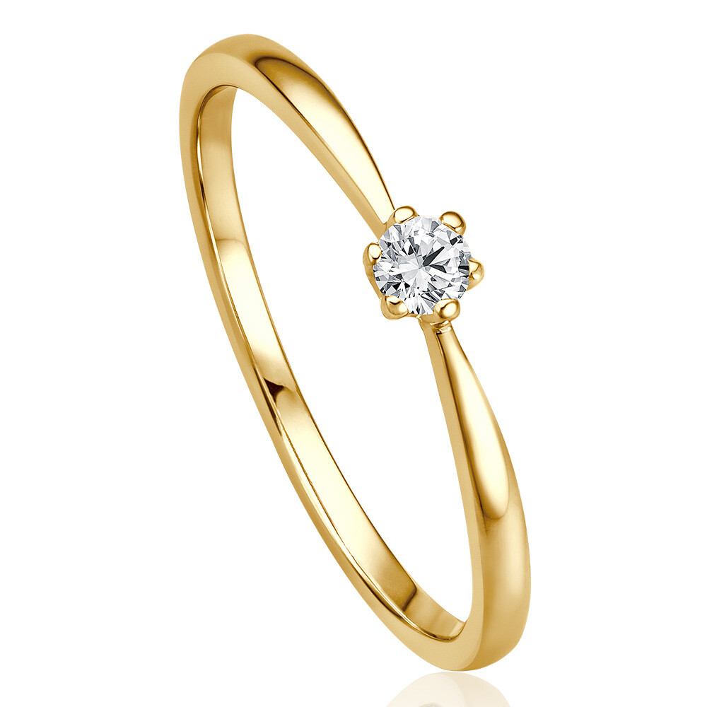 bella luce Solitaire Ring Gelbgold Brillant 0.090 ct. w/si