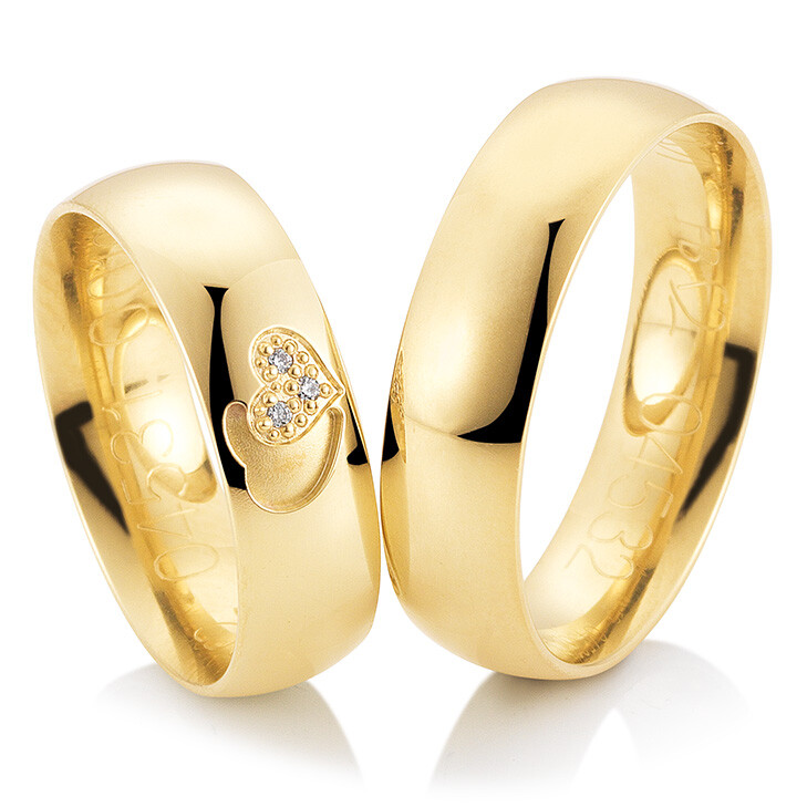 Trauringe Gelbgold Joy Breuning 48/04531 & 48/04532 Eheringe Herz