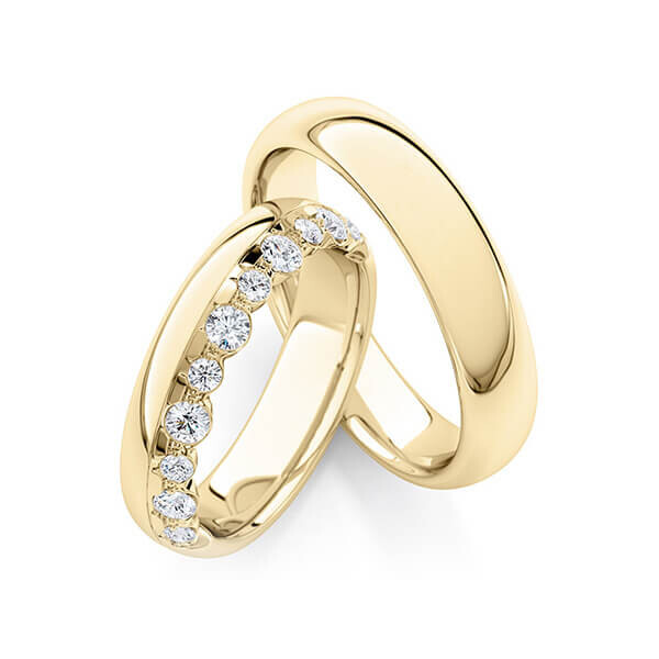 Trauringe Memoire Gelbgold 333 Brillant zus. 0,475 ct. tw, si Rubin RU-1763