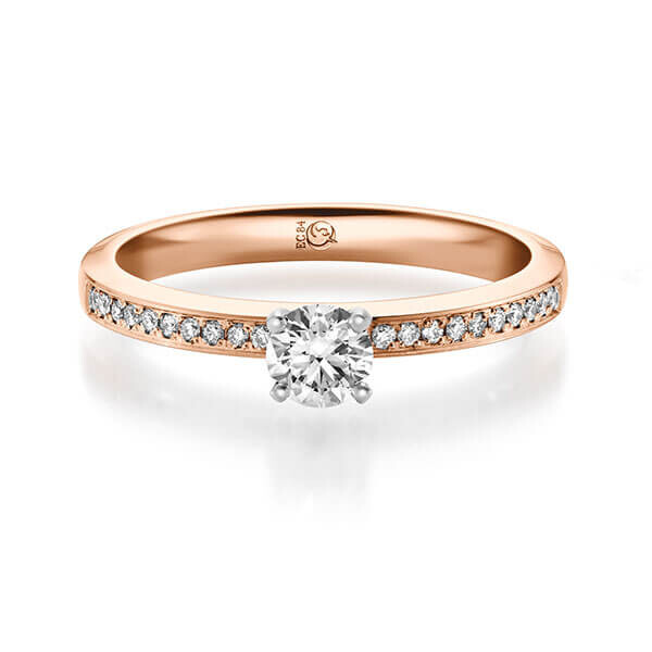 Diamantring Rotgold 333 zus. 0,400 ct, Lab-Grown & tw,si Brillant Rubin RU-1713-9