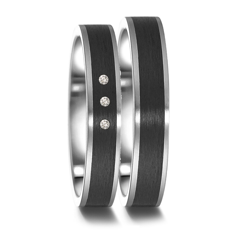 Trauringe Carbon Edelstahl mit Brillant 585315