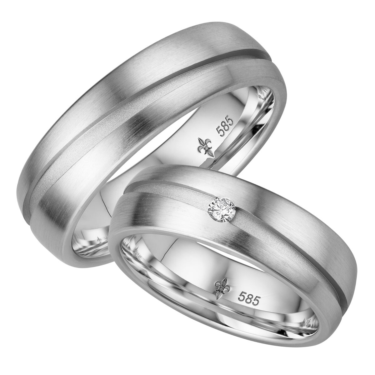 Giloy Trauringe Nathalie Weißgold TR-0-00022 & TR-1-00022