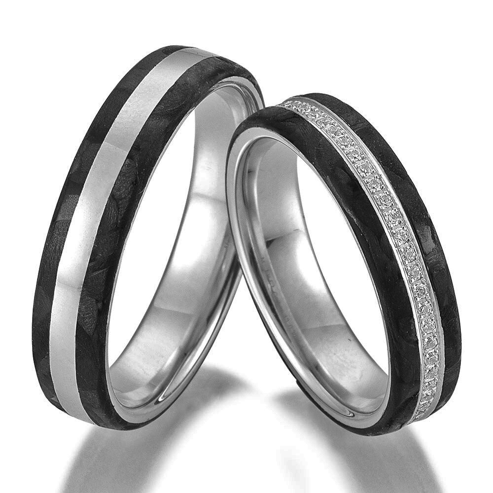 Saint Maurice Carbon & Platin Trauringe 49/81458 & 49/81457