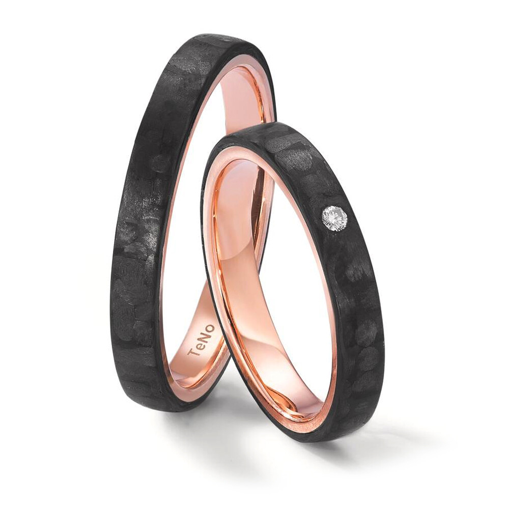 Volcanic Love Eheringe aus Rotgold 585 & Carbon TeNo 52658