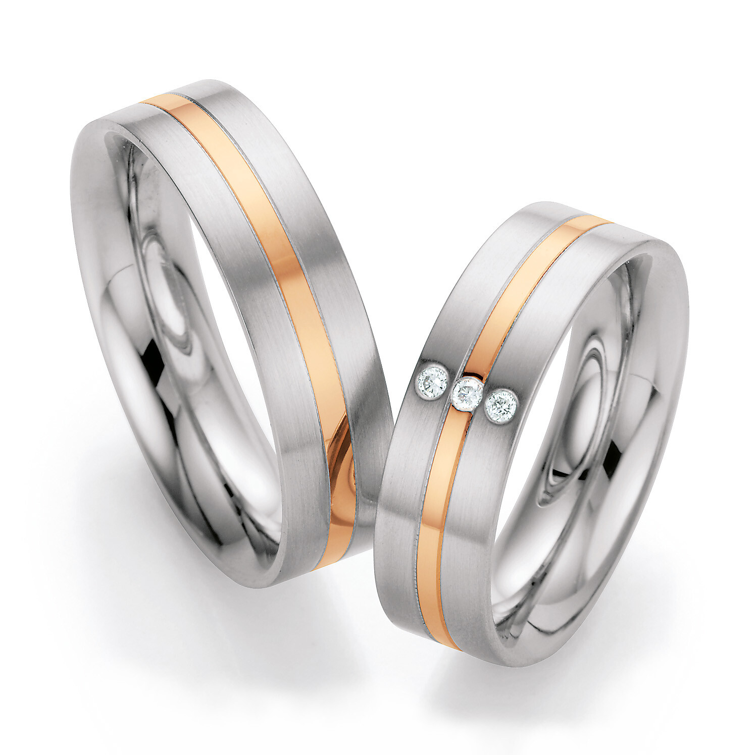 Collection Ruesch Trauringe Palladium / Rotgold 88/01380