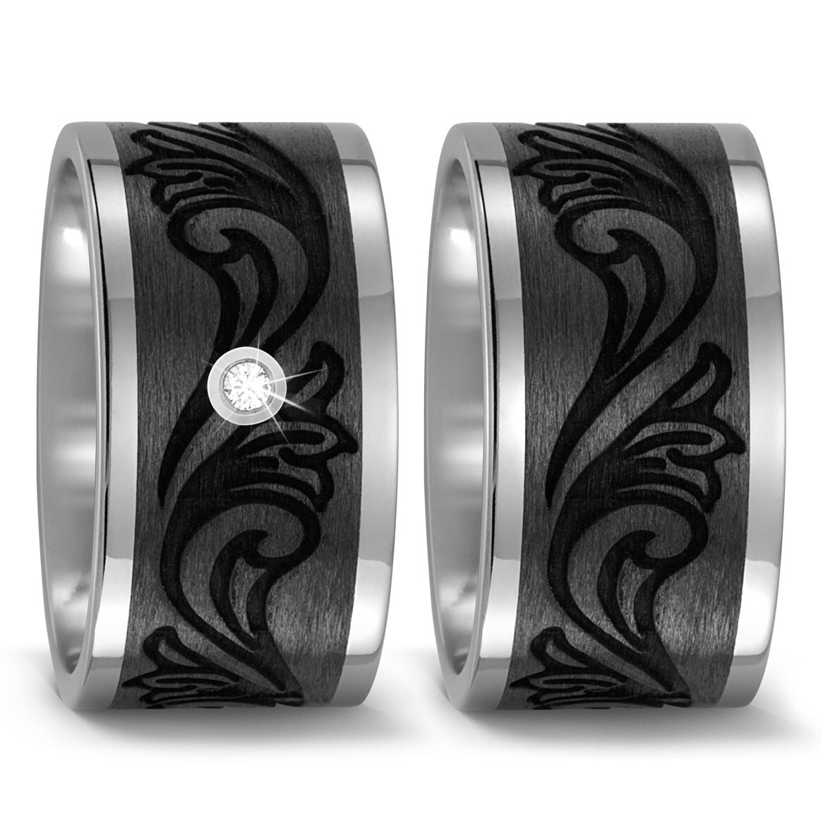 Trauringe Carbon Titan Brillant Floral TitanFactory 52465