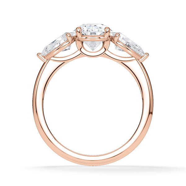Diamantring Three Stone Lab-Grown Tropfen Pear Rotgold Rubin RU-1876