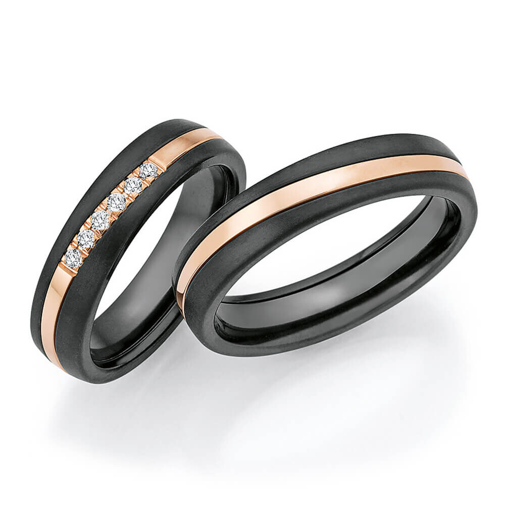 Trauringe Surfing Colors Zirkonium & Roségold Ruesch 14/20010