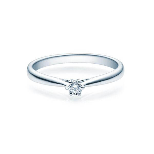 Verlobungsring Solitär Brillant 0,080 ct. w, si Weißgold 585 6er Kappe Rubin RU-1504