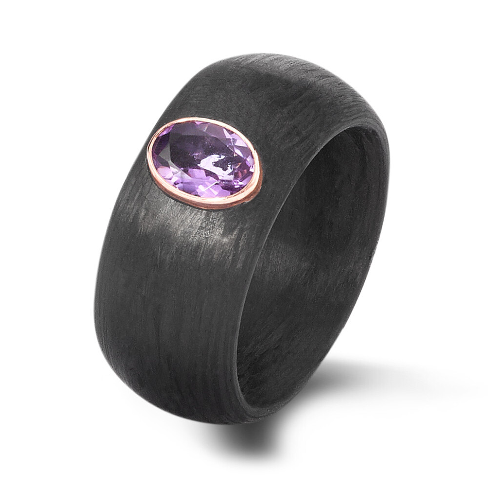 Carbonring mit 14Kt Rotgold Amethyst TF59345