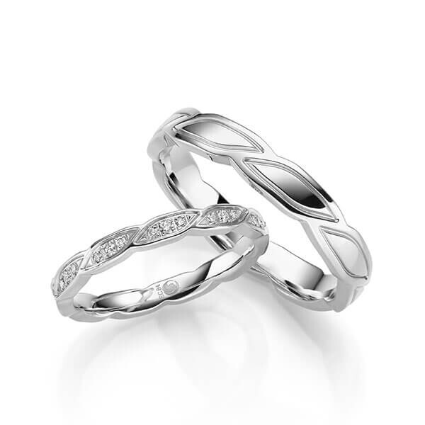 Paar Trauringe / Eheringe Platin 600/- zus. 0,120 ct, tw, si - RU-1705-5