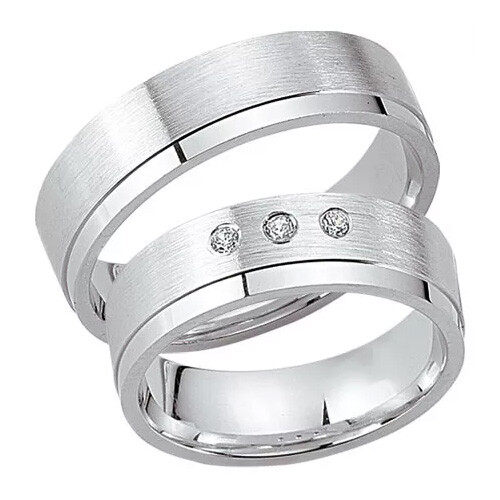 Schwarz Trauringe / Partnerringe Silber 925 Zirkonia SW925-045 Sterlingsilber feinmatt