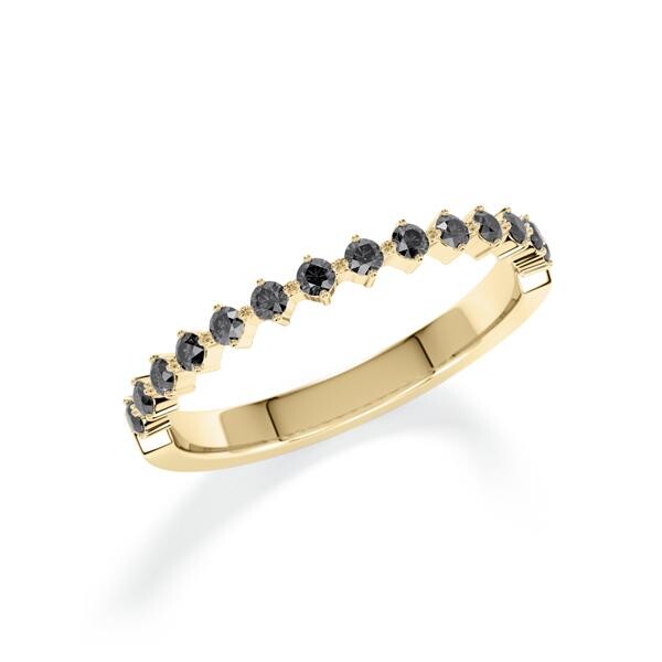Memoire- Vorsteckring Gelbgold 750 zus. 0,260ct. Black Rubin 1806
