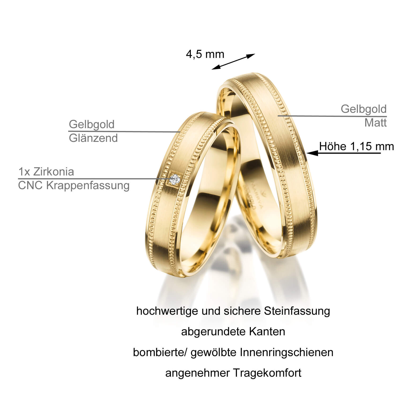 Marrya Trauringe GO-44 Gelbgold 333 - Informationen